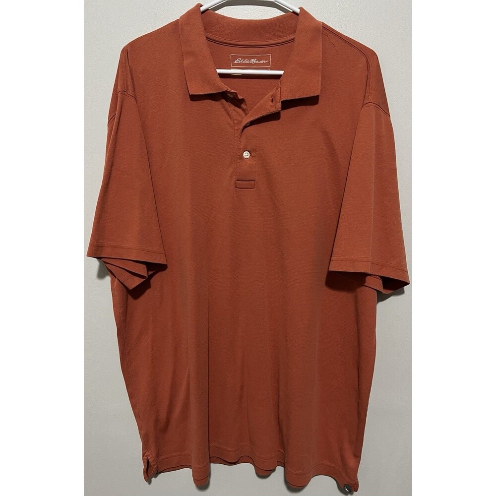 Eddie Bauer Travex Polo Shirt Mens XLarge Orange Short Sleeve
